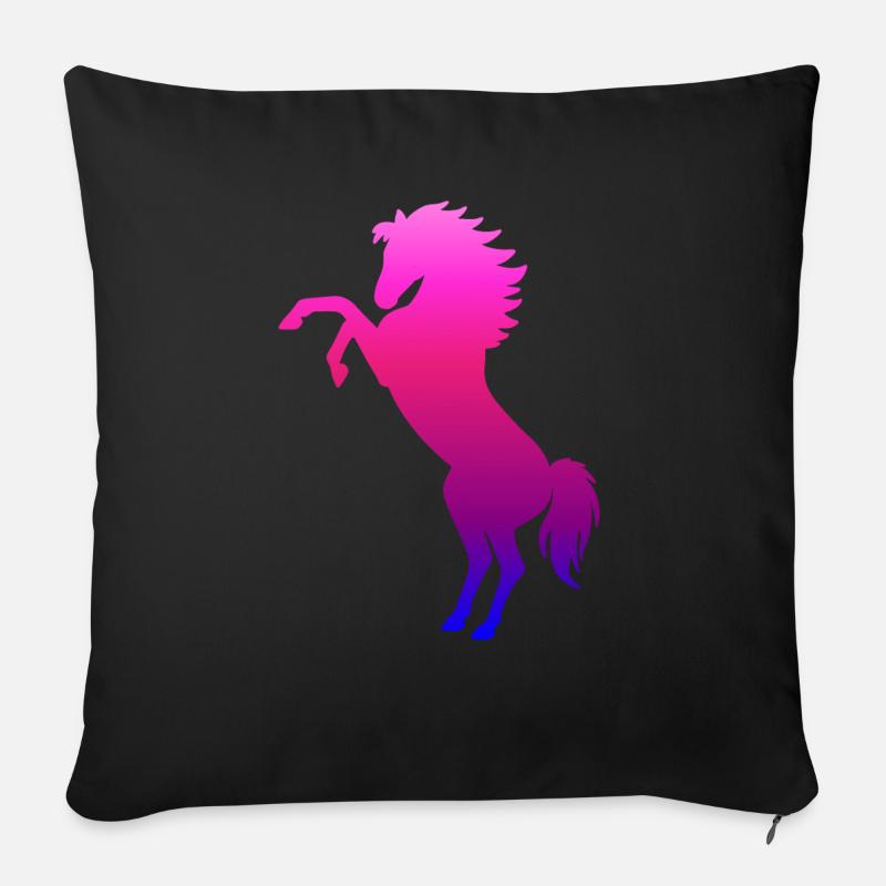 steigendes Pferd pink - Pferde Geschenk - Sofakissenbezug 45 x 45 cm - Schwarz