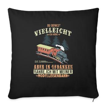 Modelleisenbahn Modellbauer -Dampflok - Sofakissenbezug 45 x 45 cm - Schwarz - Vorne