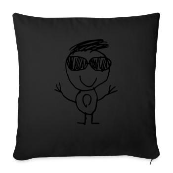 Children's drawing of cool guest with sunglasses - Sofa pillowcase 17,3'' x 17,3'' (45 x 45 cm) - black - Front