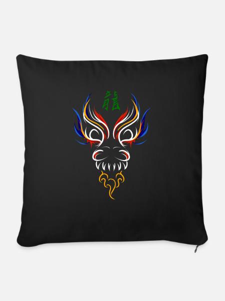 Asiatischer Drache / Kirin - Sofakissenbezug 45 x 45 cm - Schwarz