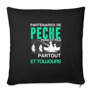 Père et fils T shirt 2875 3900px - Housse de coussin décorative 45 x 45 cm - noir - Devant