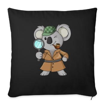 Koala-Detektiv - Sofakissenbezug 45 x 45 cm - Schwarz - Vorne