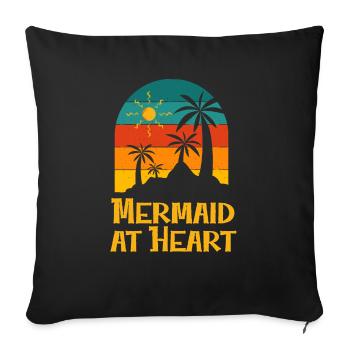 Mermaid at Heart Ocean Beach Lover Sea Swimming - Sofa pillowcase 17,3'' x 17,3'' (45 x 45 cm) - black - Front