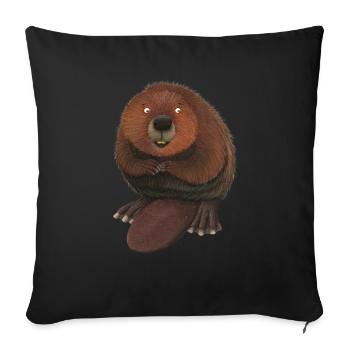 castor drôle - Housse de coussin décorative 45 x 45 cm - noir - Devant