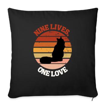 Nine lives, one love - Housse de coussin décorative 45 x 45 cm - noir - Devant