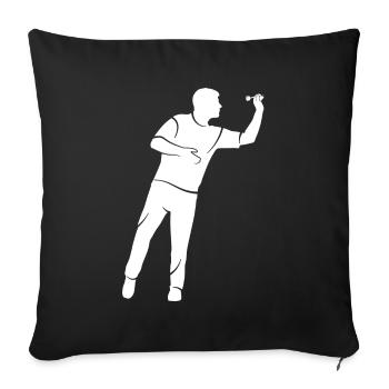 Darts Player Dartboard Silhouette Darts Player - Sofa pillowcase 17,3'' x 17,3'' (45 x 45 cm) - black - Front
