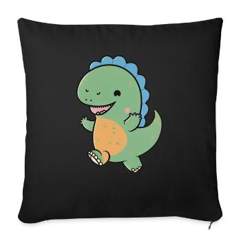 Kawaii Cute Happy Colorful Dino Dancing - Sofa pillowcase 17,3'' x 17,3'' (45 x 45 cm) - black - Front