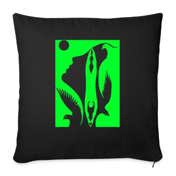 Illusion d’optique art psychédéliques formes rétro - Housse de coussin décorative 45 x 45 cm - noir - Devant