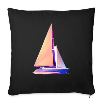 Sailing ship Sailboat Sailing Sailing Sailing Sailing - Sofa pillowcase 17,3'' x 17,3'' (45 x 45 cm) - black - Front
