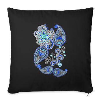 Mandala henna geometrisch blau weiss - Sofakissenbezug 45 x 45 cm - Schwarz - Vorne