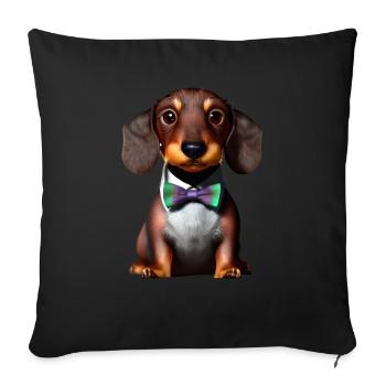 Dachshund Dogs with Suit Dachshund Puppy Dog - Sofa pillowcase 17,3'' x 17,3'' (45 x 45 cm) - black - Front