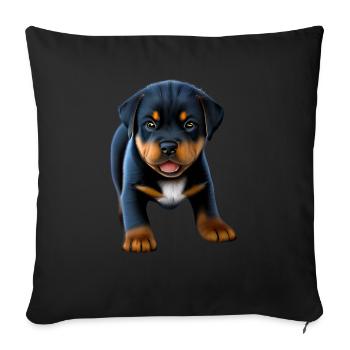 Rottweiler Puppy Dogs Rottweiler Puppy Dog - Housse de coussin décorative 45 x 45 cm - noir - Devant