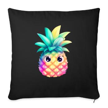 Süße Bunte Ananas Sommer Frucht Urlaub Geschenk - Sofakissenbezug 45 x 45 cm - Schwarz - Vorne