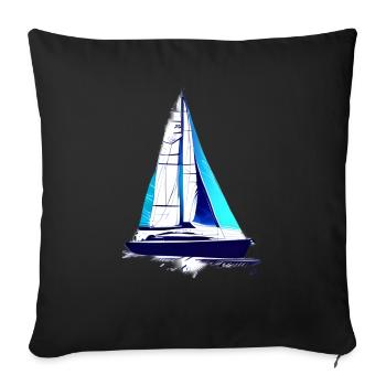 voilier voilier voilier voilier voilier voilier - Housse de coussin décorative 45 x 45 cm - noir - Devant
