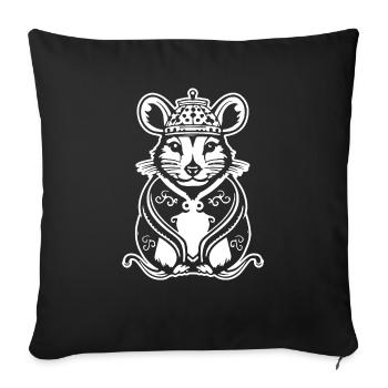 Rat, souris, rongeur, rats - Housse de coussin décorative 45 x 45 cm - noir - Devant