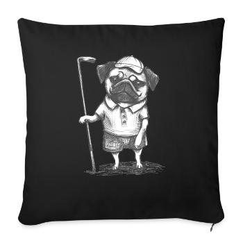 Carlin golfeur dessin au crayon - Housse de coussin décorative 45 x 45 cm - noir - Devant