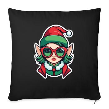 Elf Christmas Drawing - Sofa pillowcase 17,3'' x 17,3'' (45 x 45 cm) - black - Front