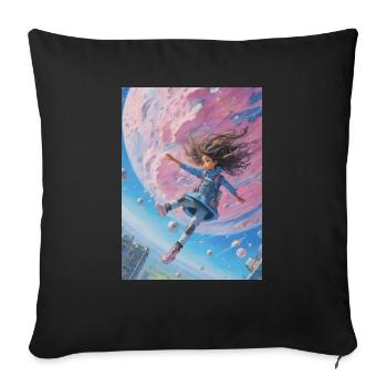 A girl falling into earth - Sofakissenbezug 45 x 45 cm - Schwarz - Vorne