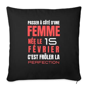 Élégance du 15 Février: Design Exclusif - Housse de coussin décorative 45 x 45 cm - noir - Devant