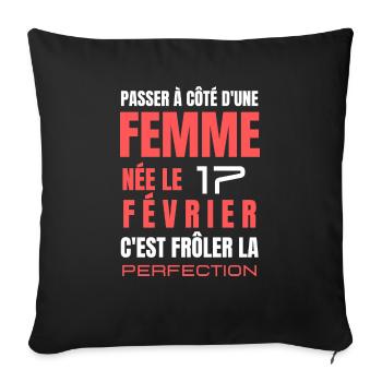 Élégance du 17 Février: Design Exclusif - Housse de coussin décorative 45 x 45 cm - noir - Devant