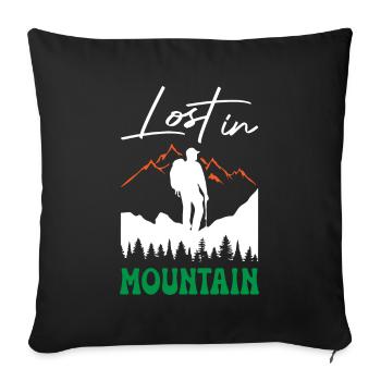 Perdu dans la randonnée en montagne - Housse de coussin décorative 45 x 45 cm - noir - Devant