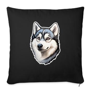 Siberian Husky Head - Sofa pillowcase 17,3'' x 17,3'' (45 x 45 cm) - black - Front