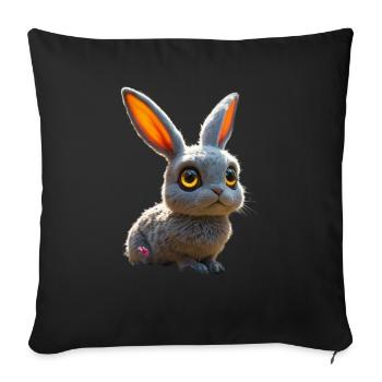 mignon, grand lapin en forme d’œil avec des yeux brillants - Housse de coussin décorative 45 x 45 cm - noir - Devant
