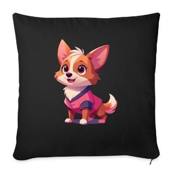 Cute little dog - Sofa pillowcase 17,3'' x 17,3'' (45 x 45 cm) - black - Front
