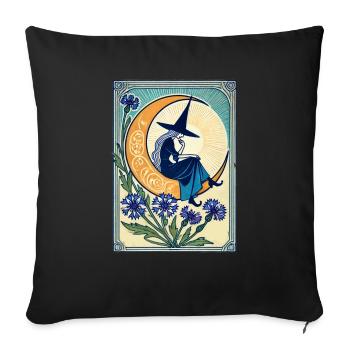 Blaue Hexe - Sofakissenbezug 45 x 45 cm - Schwarz - Vorne