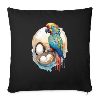 Perroquet Aquarelle - Housse de coussin décorative 45 x 45 cm - noir - Devant