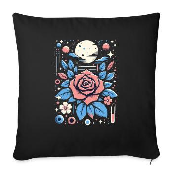 Cosmic Rose - Sofa pillowcase 17,3'' x 17,3'' (45 x 45 cm) - black - Front