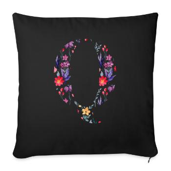 Personalized Floral Q Letter - Gift Idea - Sofa pillowcase 17,3'' x 17,3'' (45 x 45 cm) - black - Front