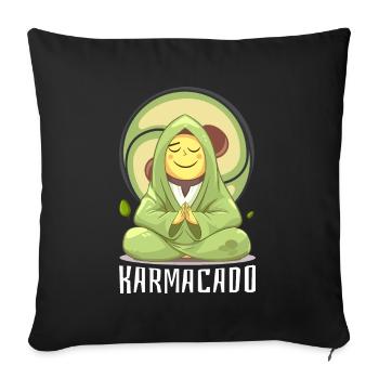 Avocat Karmacado Méditation Végétalienne Namaste - Housse de coussin décorative 45 x 45 cm - noir - Devant