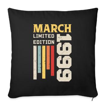March 1999 - Birthday gift March 1999 March - Sofa pillowcase 17,3'' x 17,3'' (45 x 45 cm) - black - Front