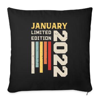 January 2022 - Birthday gift January 2022 - Sofa pillowcase 17,3'' x 17,3'' (45 x 45 cm) - black - Front