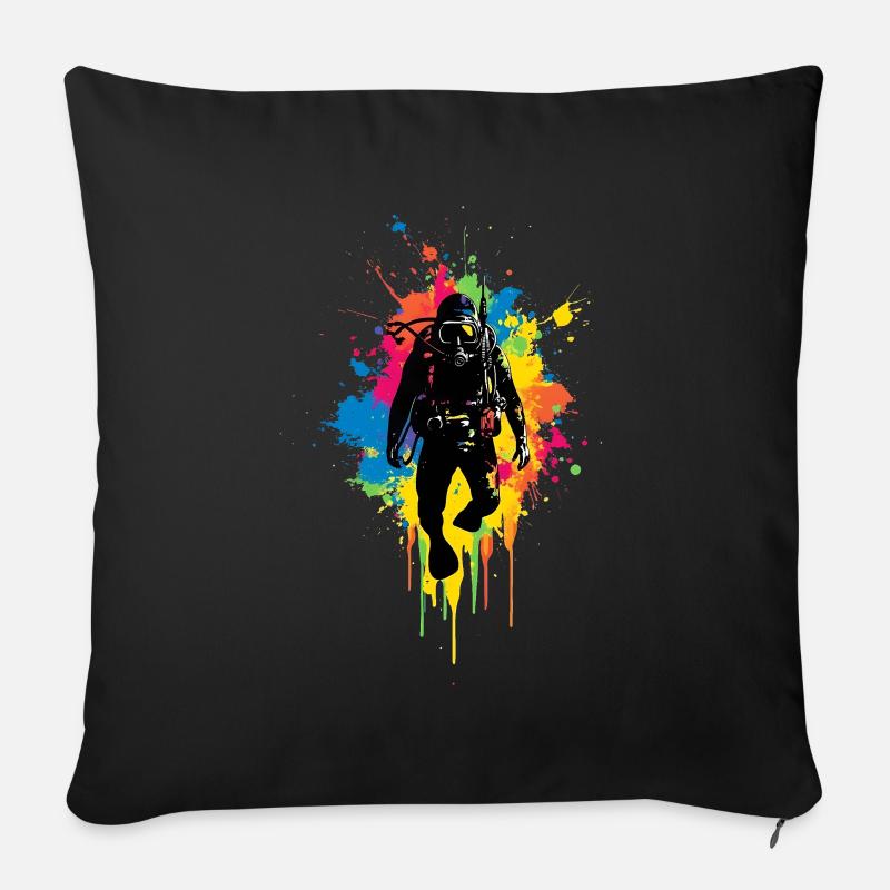 Taucher Tauchen Diving - Sofakissenbezug 45 x 45 cm - Schwarz