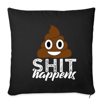 Shit happens Emoji Poo Merde - Housse de coussin décorative 45 x 45 cm - noir - Devant