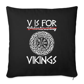Cadeau Viking de la Saint-Valentin - Housse de coussin décorative 45 x 45 cm - noir - Devant