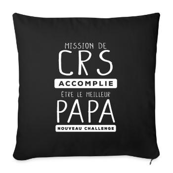 CRS police futur papa fête des pères - Housse de coussin décorative 45 x 45 cm - noir - Devant