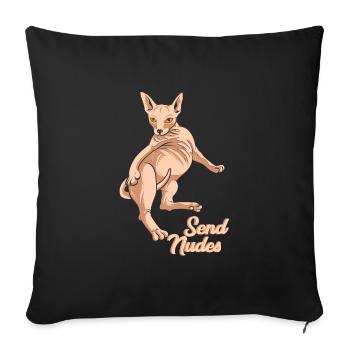 Sphynx Katze Send Nudes - Sofakissenbezug 45 x 45 cm - Schwarz - Vorne