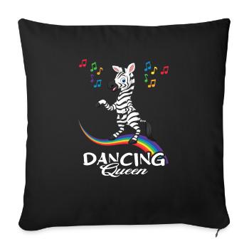 Danseur zèbre dansant dans l’arc-en-ciel - Housse de coussin décorative 45 x 45 cm - noir - Devant