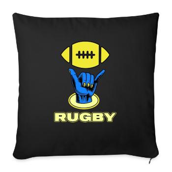 rugby rugby player rugby club - Sofa pillowcase 17,3'' x 17,3'' (45 x 45 cm) - black - Front