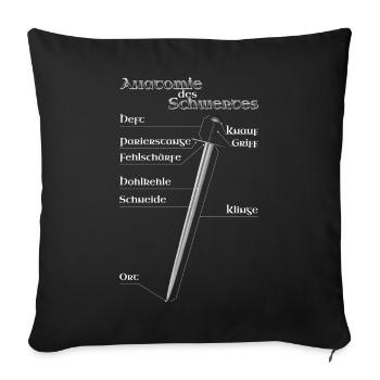 Anatomie des Schwertes - für Schwertkämpfer - Sofakissenbezug 45 x 45 cm - Schwarz - Vorne