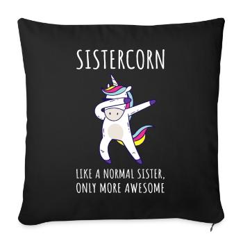 Sistercorn IV - Awesome Sister Unicorn - Sofa pillowcase 17,3'' x 17,3'' (45 x 45 cm) - black - Front