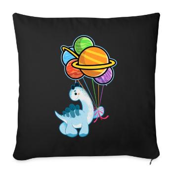 Netter kleiner Dinosaurier-Dinosaurier, planet - Sofakissenbezug 45 x 45 cm - Schwarz - Vorne