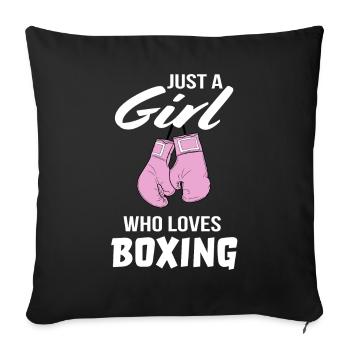 Boxing Girl Kickboxer Boxer Cadeau - Housse de coussin décorative 45 x 45 cm - noir - Devant