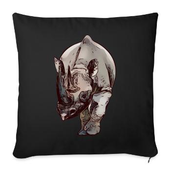 Rhinoceros Africa rhinos animal face - Sofa pillowcase 17,3'' x 17,3'' (45 x 45 cm) - black - Front
