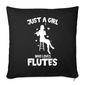 Flute Flute Girl Flutist Flute Player - Sofa pillowcase 17,3'' x 17,3'' (45 x 45 cm) - black - Front