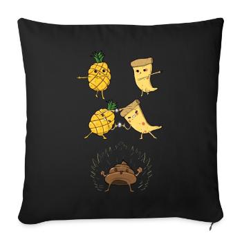 Pizza douce Hawaï Ananas fusion dans le style anime - Housse de coussin décorative 45 x 45 cm - noir - Devant