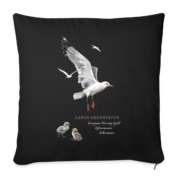 Goéland argenté - Housse de coussin décorative 45 x 45 cm - noir - Devant